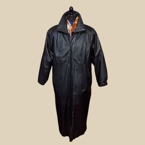 Eddie Bauer Black Leather Trench Coat